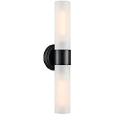 DAYCENT Modern Black Bathroom Vanity Lights Farmhouse 2-Light Frosted Glass Wall Sconce Matte Black Cylinder Sconces Wall Lig