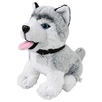 Athoinsu Husky Dog Stuffed Animal Puppy Soft Plush Toy Realistic Dog with Writable Name Tag Christmas Thanksgiving Day for Kids Pets, 8