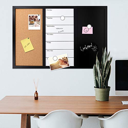 Navaris Combination Board Cork/Whiteboard/Chalkboard 24 x 36 inches