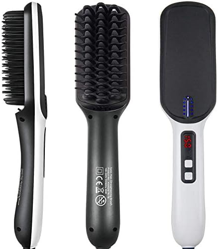 Beard Straightener - Professional Hair Straightening Brush - with Double Negative ions Anti-Scald Faster Heating Feature, Auto Temperature Lock and Auto-Off Function Electric Dual Voltage(100V-240V)