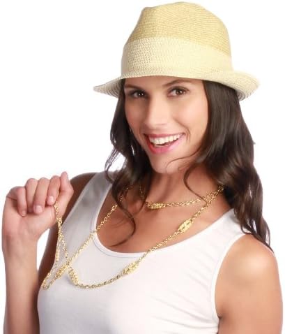 Jackie G Packable Trendy Fedora Sun Hat Natural 50upf (Gold)