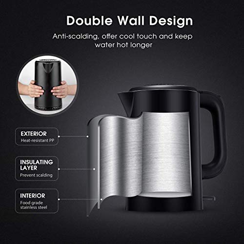 Habor Electric Kettle, 100% Stainless Steel Hot Water Water Boiler, 1500W 1.7L Fast Boiling Tea Water Heater, Auto Shut-Off Protection - Thumbnail 2