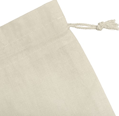 100 Percent Cotton Muslin Drawstring Bags 12-Pack For Storage Pantry Gifts - Unbleached (7 x 12 inch, Beige)