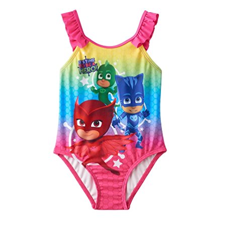 PJ Masks Toddler Girls' Rainbow Ruffles One Piece Swimsuit 3T