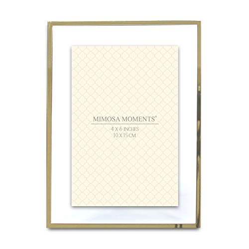 MIMOSA MOMENTS Gold Metal Floating Pressed Glass Picture Frame with