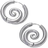 Stainless Steel Faux Stretched 8GA Spiral Hoop Earrings, Sold as a Pair
