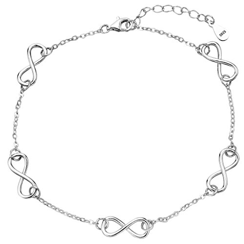 EVER FAITH Women's 925 Sterling Silver Gorgeous Figure 8 Infinity Adjustable Anklet Link