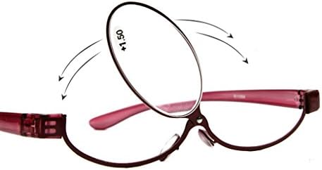 Adjustable lens cosmetic use of eyeglasses eyeglasses makeup reading glasses enlarged folding makeup reading glasses women (1.5, Red)