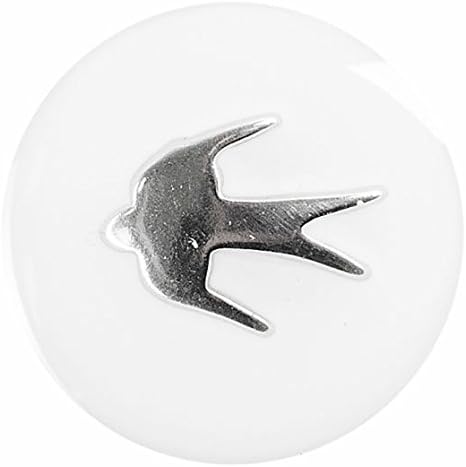 TEDORA ITALY 100% Hand-Made in Italy 925 Sterling Silver &amp; 'White' Enamel 'Swallow' Metal Button PLW004/4 Fits Tedora Pushin(BR DDP,BR LUC,BR UPP,BR ALT,BR BAS &amp; BR MET) Bracelet