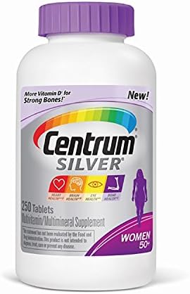 Centrum Silver Women Multivitamin/Multimineral Supplement Tablet, Vitamin D3, Age 50+, 1 Pack, 250 Count