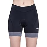 SANTIC Women's Cycling Shorts 4D Gel Elastic Comfortable for Spin Bike Classes Indoor Bike Shorts Women with Padding Plus Size Black-Grey