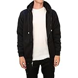 Jacket For Men Fleece Lined Zip Up Hoodie Big & Tall Heavy Sherpa Winter Sweater Jacket