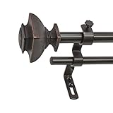 Decopolitan Square 5/8" Double Curtain Rod Set, 48 to 86 Inches, Oiled Bronze