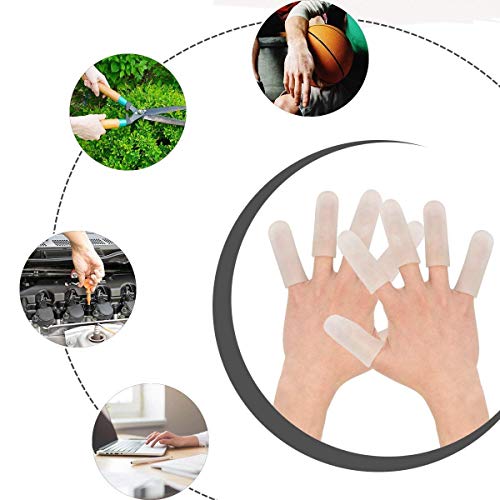 20 Pieces Gel Finger Cover, Silicone Finger Cots, Finger Protector for Women and Men, Great for Trigger Finger, Finger Cracking, Finger Arthritis, Finger Callus - Thumbnail 4