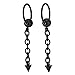 Mens Women Stainless Steel Black Spike Chain Huggie Hinged Hoop Earrings Drop Dangle, 2 pcs