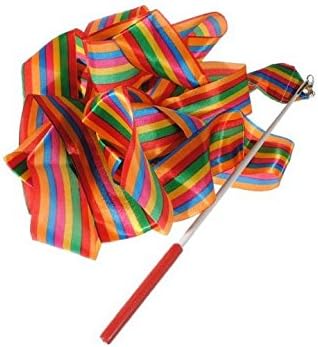 4m Gym Dance Ribbon Streamer Baton Twirling Rod Rhythmic Art Gymnastic, Multicolour