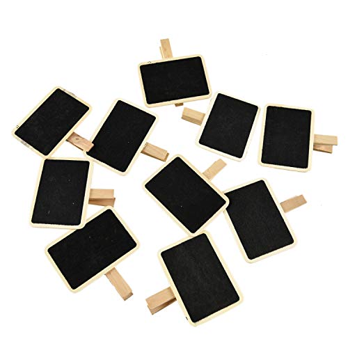 WEFOO Set of 30 Rectangle Wood Mini Chalkboard Clip Wooden Message Board Tag Signs for Wedding Party Decor, Note Taking, Memo, Food Label,Black,2.9 x 2.6 x 0.5 inches - Thumbnail 6