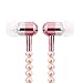 Hunputa Fashion 3.5mm In ear Stereo Magnetic Ear Bud Pearl Necklace Headphone Headset Super Bass Music Earphone Earbuds for Womens Gift (Pink)