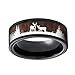 GzxtLTX Christmas Ring,Deer Rings,Wood Inlay Deer Stag Ring,8mm Mens Wedding Band, Tungsten Silicone Set Ring,Lovers Ring (Brown, 11)