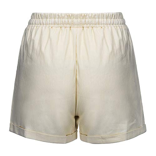 Women Short Pants, JOYFEEL ❤️ Ladies Cotton Linen Casual Elastic Waist Pants Drawstring Solid Summer Walking Shorts Khaki