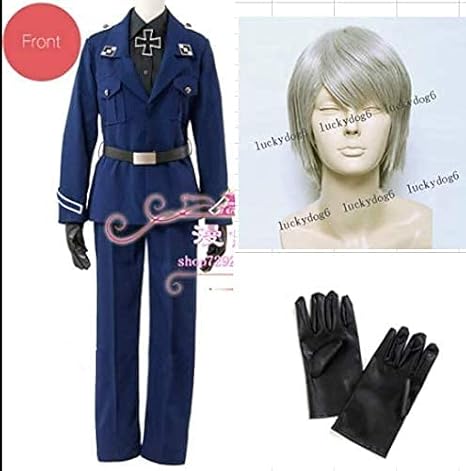 Amazon Longmucos コスプレ衣装 ウィッグ Aph Axis Powers ヘタリア プロイセン 軍服 Cosplay 舞台演出服 ハロウィン イベント 学園祭 クリスマス仮装 女性 S コスプレ 仮装 通販