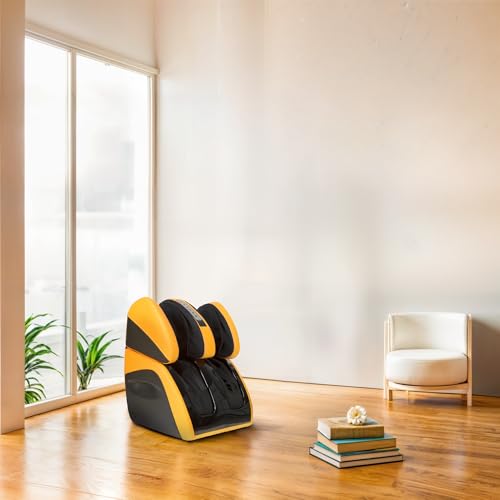 GLOBAL RELAX | VITALZEN PLUS Electric Massager for Feet, Legs, Thighs and Knee | Yellow I 3 Intensities and Massage Modes I Compression I Heat | Pain Relief | Relaxation