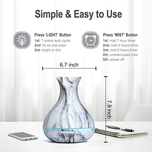 PRIFOREST USB Essential Oil Diffuser – 400ml Ultrasonic Aromatherapy Diffuser for Essential Oil- 4 Timer and Auto-Off… - Image 4
