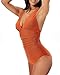 HAIVIDO Women's Shirred Bathing Suits Multi Strap Cross Back One Piece Swimsuits Deep V Neck Swimwear Monokini Rust L