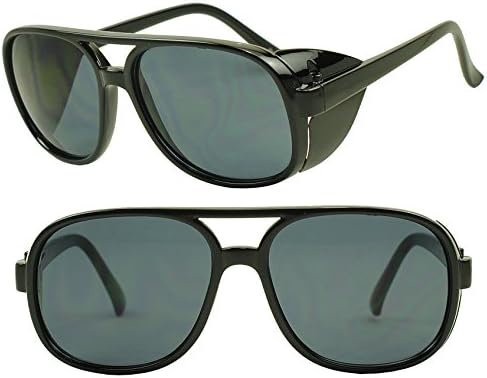 Sunglass Stop - Oversize Round Aviator Bomber Sunglasses with Side Shields