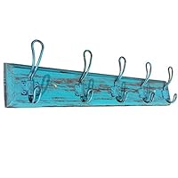 TheTimeBus Rustic Coat Hooks Rack (100% Handmade,Sky Blue)