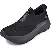 JACKSHIBO Mens Slip in Free up Hands Shoes Wide Toe Box Arch Support Orthopedic Walking Sneakers Cushioned Thick Zero Drop Sole Metatarsal Pads