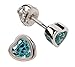 Girls' Sterling Silver CZ Simulated Birthstone Heart Earrings with Screw Back for Baby, Toddler and Kids (6mm)