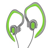 MUCRO HD Stereo Comfortable Wired Sports Headphones with Detachable Earhook, Sweatproof Earphones with Microphone for Gym Workout Running, in Ear Earbuds for Samsung Huawei Android Phones (Green)