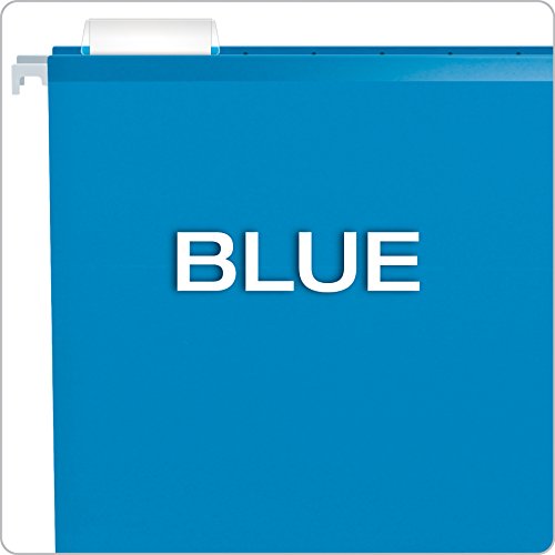 Pendaflex Reinforced Hanging File Folders, Letter Size, Blue, 1/5 Cut