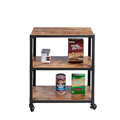 MIND READER Rolling Bar Cart [3 Tier] Kitchen Microwave Cart Island On