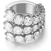 Diamond Ear Cuffs Wrap Earrings Dainty Sparkling CZ Crystal Layers Clip On Huggie Hoops Cartilage Earring Fake Nose Ring Non Piercing Ear Jewelry Gifts for Women BFF (Silver,3 Row)