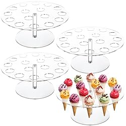 Zhehao 4 Pcs Clear Acrylic Ice Cream Cone Holder
