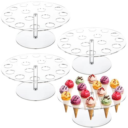 Zhehao 4 Pcs Clear Acrylic Ice Cream Cone Holder