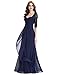 Kate Kasin Women's Chiffon 1/2 Sleeve Long Wedding Evening Prom Dress Navy Blue