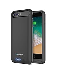 Maxboost   Carcasa de batería para iPhone 8 Plus y iPhone 7 Plus (4000 mAh, batería recargable ampliada), color negro