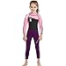 Dark Lightning Kids Wetsuit Full Thermal Suit, Grils Neoprene One Piece Fishing Suits, 2mm Long Sleeve Swimsuit for Children Scuba Diving, Surfing, Paddling, Swimming, Pink, M Size