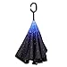 NEWBRELLAs Inverted Wet Drip Free Vehicle Reflective Safety Car Umbrella (Night Light Star Sky)