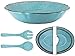 Le Cadeaux Antiqua Turquoise Melamine 5-Piece Salad Bowl, Salad Servers, Platters Hostess Serving Set