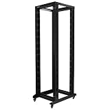 NavePoint 42U Professional 4-Post IT Open Frame Server Network Relay Rack 800mm Casters Black