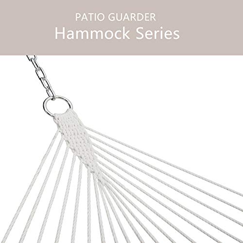 PATIO GUARDER 14 FT Portable Hammock with Double Size, Quick Dry Hammock with Solid Bamboo Spreader Bar and Chains, Outdoor Patio Yard Beach Hammock, UV Resistance, 450 Lb Capacity, Light Grey