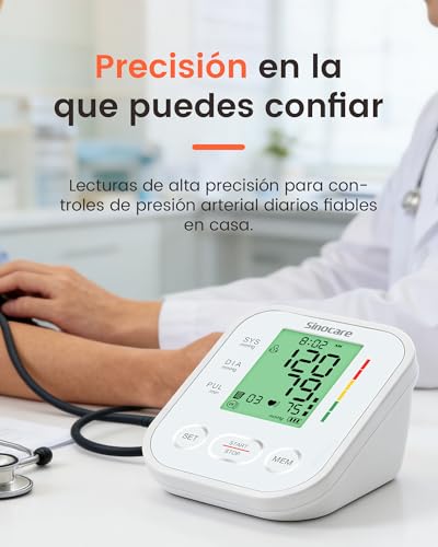 Sinocare Digital Arm Blood Pressure Monitor with Large Screen, White