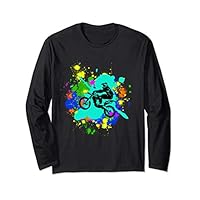 Dirtbike colouring Bike with nice Wheel, stunts, cc & Engine Long Sleeve T-Shirt