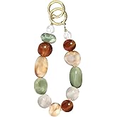 Beaded Phone Charm Mixed Color Plaid Stone Phone Chain Purse Charms Cute Keychain Wristlet Key Chain Accessories for Women Girl Resin Bag Charms for Handbags Cellphone Wrist Strap for Camera Keychains