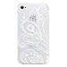 4s Case, LUOLNH Henna White Floral Paisley Flower Hard Plastic Clear Case Silicone Skin Cover for Apple Iphone 4 4G