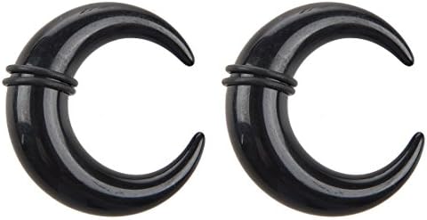 LUQUAN Acrylic Spiral Taper Flesh Tunnel Ear Stretcher Expander Buffalo Snail Hanger--Black,14Mm